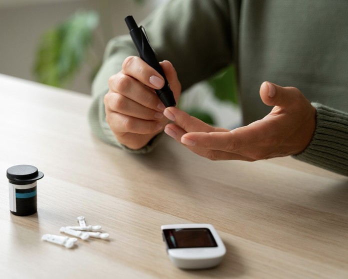 Ilustrasi kebiasaan makan sehat dan olahraga untuk metabolisme diabetes